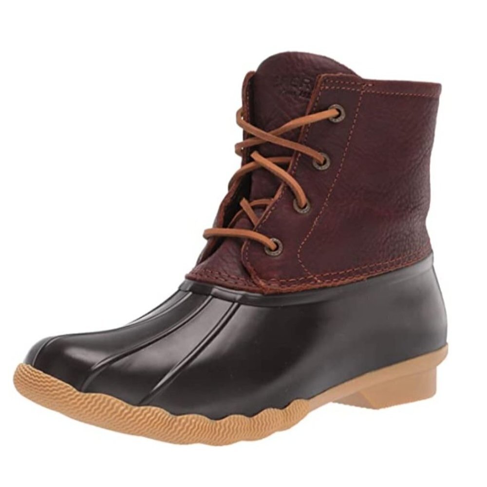 NEW Women's 7.5W Sperry Saltwater Snow Duck Boot - Tan/Dark Brown